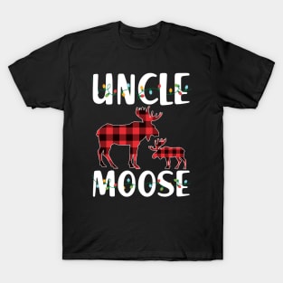 Red Plaid Uncle Moose Matching Family Pajama Christmas Gift T-Shirt